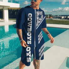 Summer Men's Sports Suit T-shirt Creative Men's Footbal Retro Clothing 3D Square Rugby Print T-shirt And Shorts Set Tops