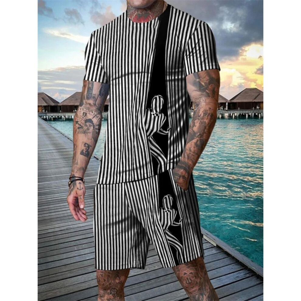 Men T Shirt Set 3D Print Geometric Patterns Men's Clothes Outfits Casual Beach Shorts Suit Street Tracksuit 2 Piece Sets-image-OPC-PBQZQ9G-NEW