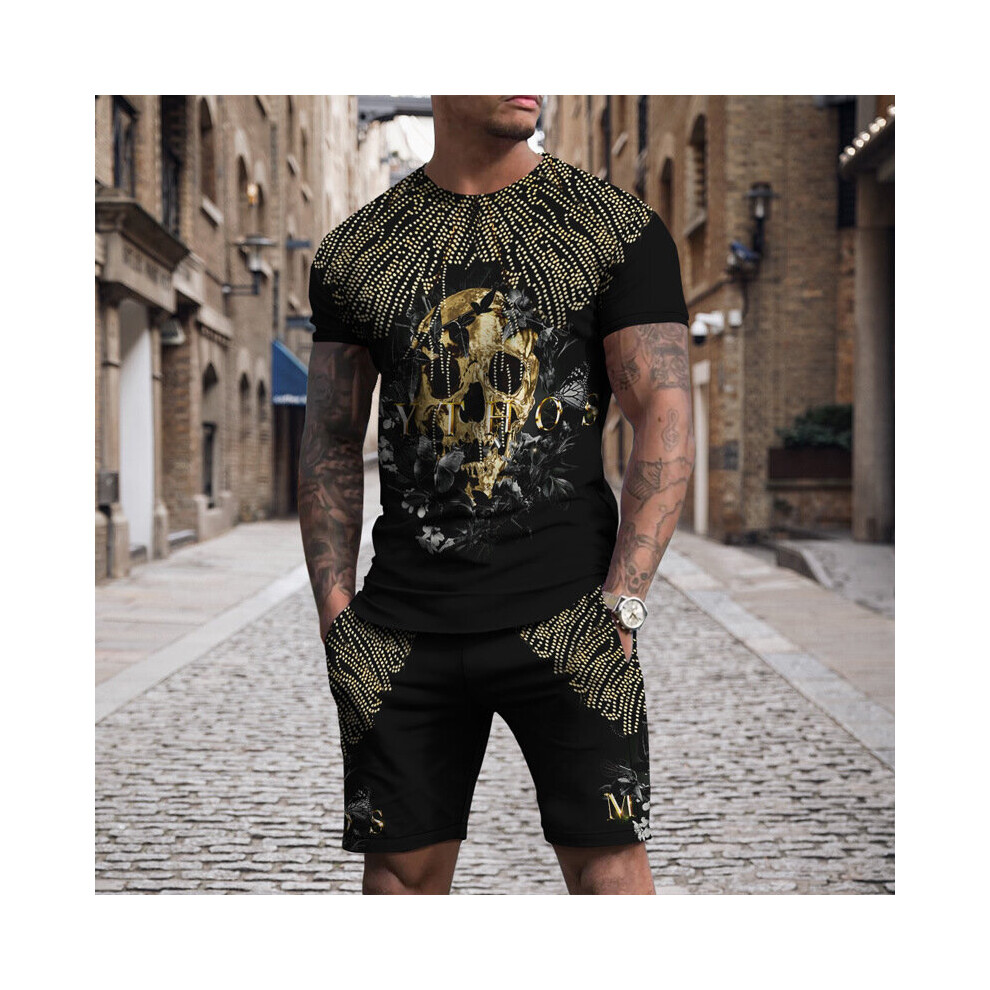 3D Printed Horror Skull Pattern Casual Men's Short T-Shirt Beach Pants Suit Oversized Man Sportswear Hip Hop Short Sleeved Set-image-OPC-PBQZQJX-NEW