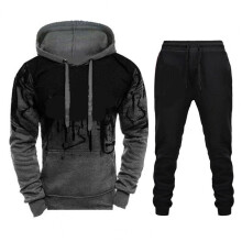 Printing Hooded Sweatshirt Pants Set 2 Pieces Hoodies Sweatshirts Tops Sweatpants Drawstring Warm Tracksuit Set for Sports Tops