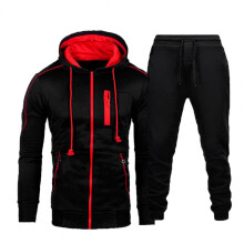 Tracksuit Set Outfit Sweatshirts Pants Set Block Breathable Pockets Zipper Sweatshirts Ankle Tied Pants