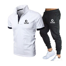 Summer Men Polo Shirt+Sports Stretch Trousers Men's Casual Business Suit Running Jogging Sport Wear