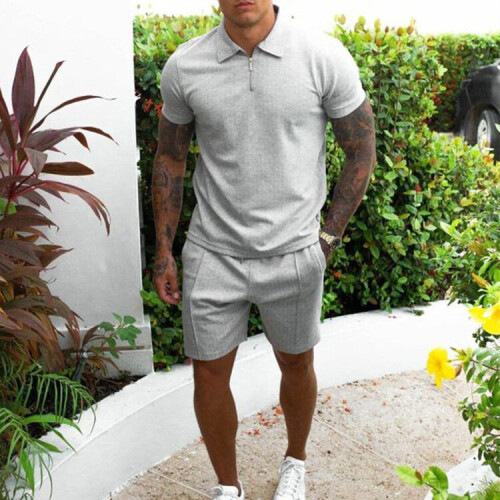 Summer Men Sport Suit Piece Polo Shorts Sets Men's Oversized