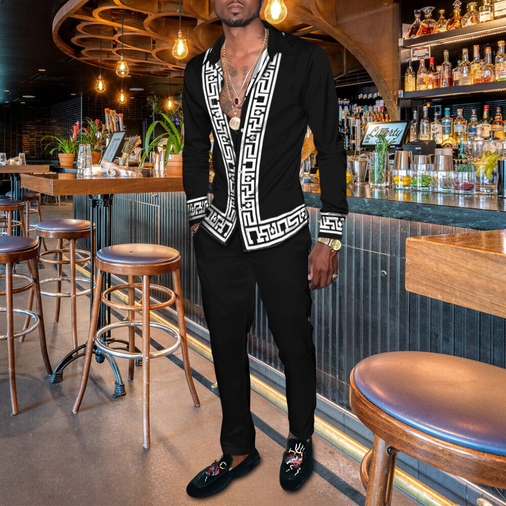 Men's Sets Print Patchwork Lapel Long Sleeve Casual Shirt Beach Long pants Autumn Streetwear Vacation Hawaiian Suits Men-image-OPC-PBQZRF2-NEW