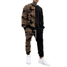 2 Pcs/Set Autumn Tracksuit Round Neck Thermal Ankle-banded Elastic Cuff Fall Tops Pants Set