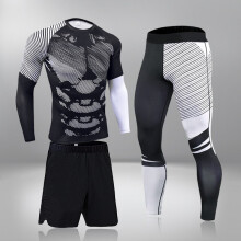 Men's Running Set Gym Legging Thermal Underwear T-shirt Compression Fitness MMA Rashguard Male Quick Dry Track Suit Cycling Suit