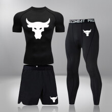 Summer Men's Running Set Gym Legging Compression Fitness MMA Rashguard Male Quick-Drying Tights Track Suit Kickboxing Sport Sets