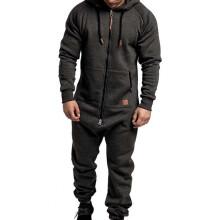 Winter Clothing Soft Comfortable Men Warm Jumpsuit 5 Colors Men Jumpsuit Solid for Jogging