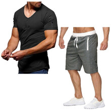 Suites for Boys Summer V Sports Men's Neck Short Shorts Suit Zip With Large Sleeve Men Men Athletic Suit Mens Suits 34x34