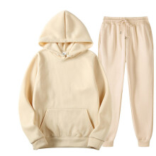 2 Piece Set Women Fitness Solid Tracksuits Hooded Pullover Sweatpants Sweatshirt Casual Pants Sets Sport Jogging Suits