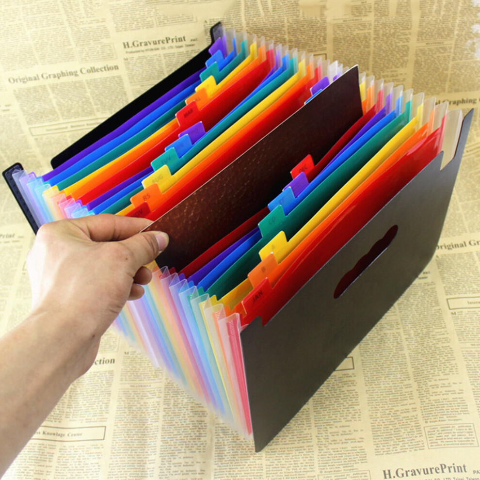 Multicoloured Expandable File Folder Rainbow Accordion A4 Document Organizer