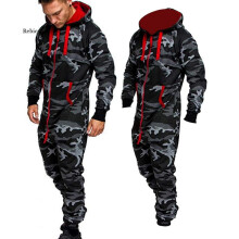 Men's Jumpsuit One Piece Men's Sets Men's Hooded Fleece Jumpsuit Men Camouflage Print Personality Casual Suits Men