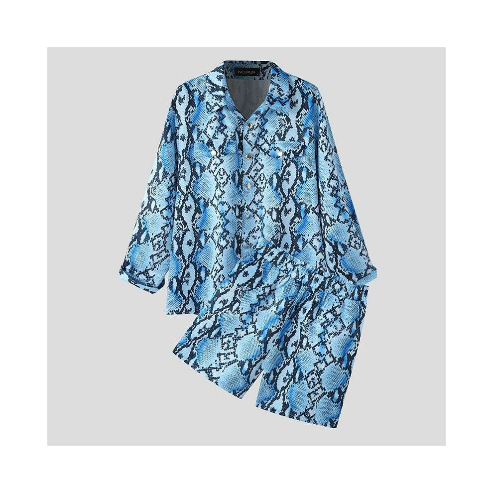 Men Printing Sets Lapel Long Sleeve Button Shirt & Shorts Two Pieces Sets Streetwear Men Casual Suits S-5XL-image-OPC-PBQZXBM-NEW