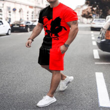 Men's Suit 3D Printing Home Casual T-Shirt Suit Sports Pullover Short Sleeve Oversized Suit 6XL
