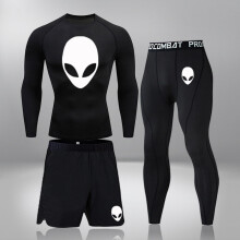 Men's Running Set Gym Legging Thermal Underwear Sportswear Compression Fitness MMA Rashguard Male Quick-Drying Tights Track Suit