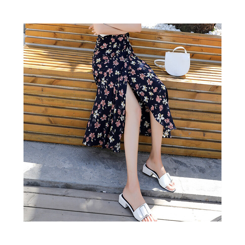 Feminine Chiffon Floral Skirt Girl Summer Outdoor Leisure Stitching Breathable High Waist Casual Beach Skirt-image-OPC-PBQZZQW-NEW
