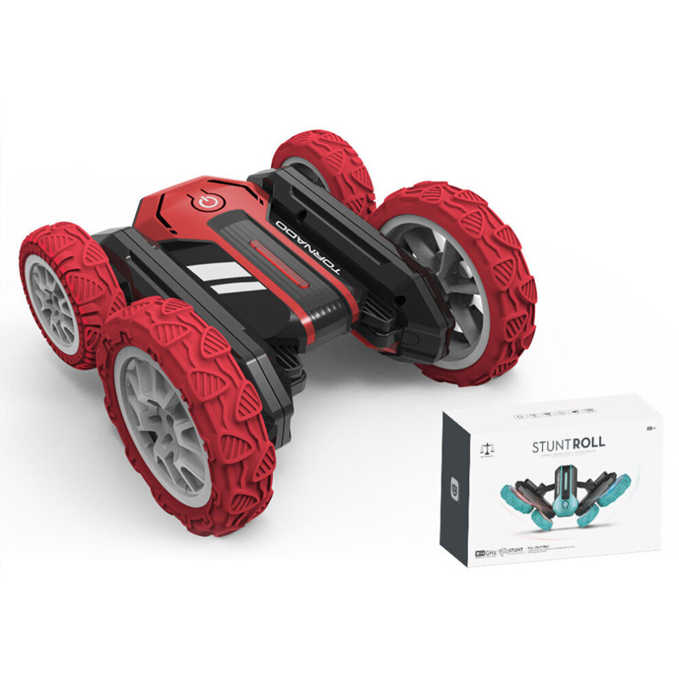 (Red) Remote Control Stunt Car Toys 360 Rotating RC Car with Music and Light Kids Gift