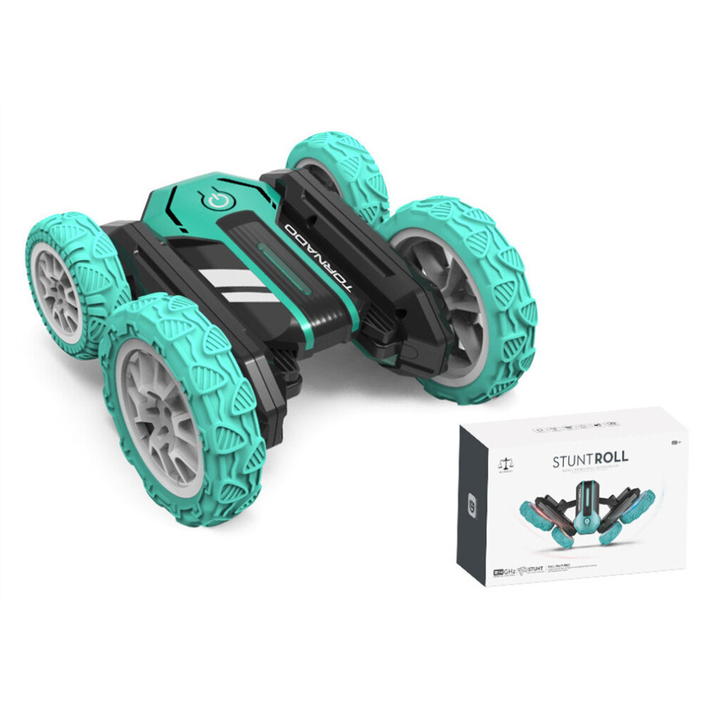 (Green) Remote Control Stunt Car Toys 360 Rotating RC Car with Music and Light Kids Gift