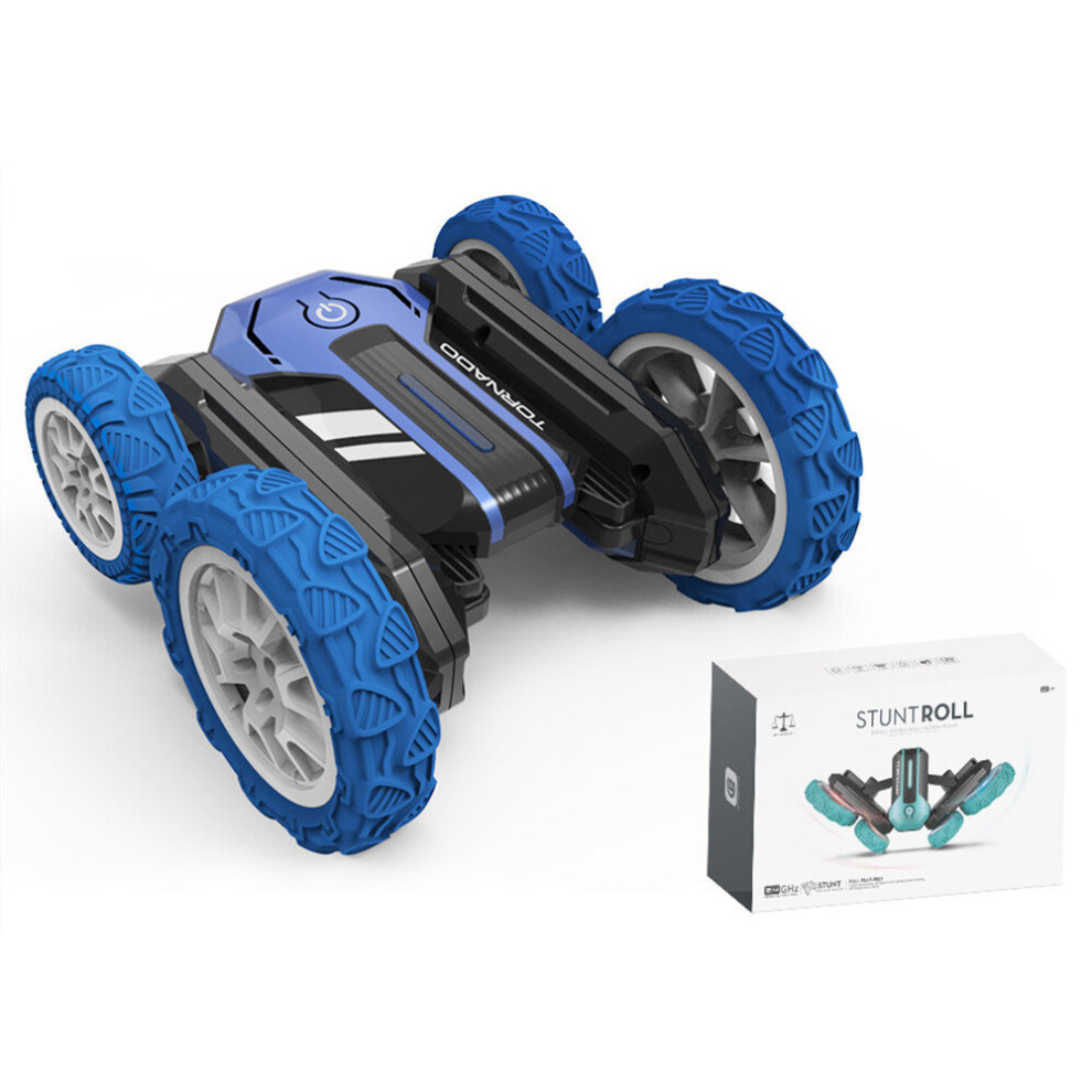 (Blue) Remote Control Stunt Car Toys 360 Rotating RC Car with Music and Light Kids Gift