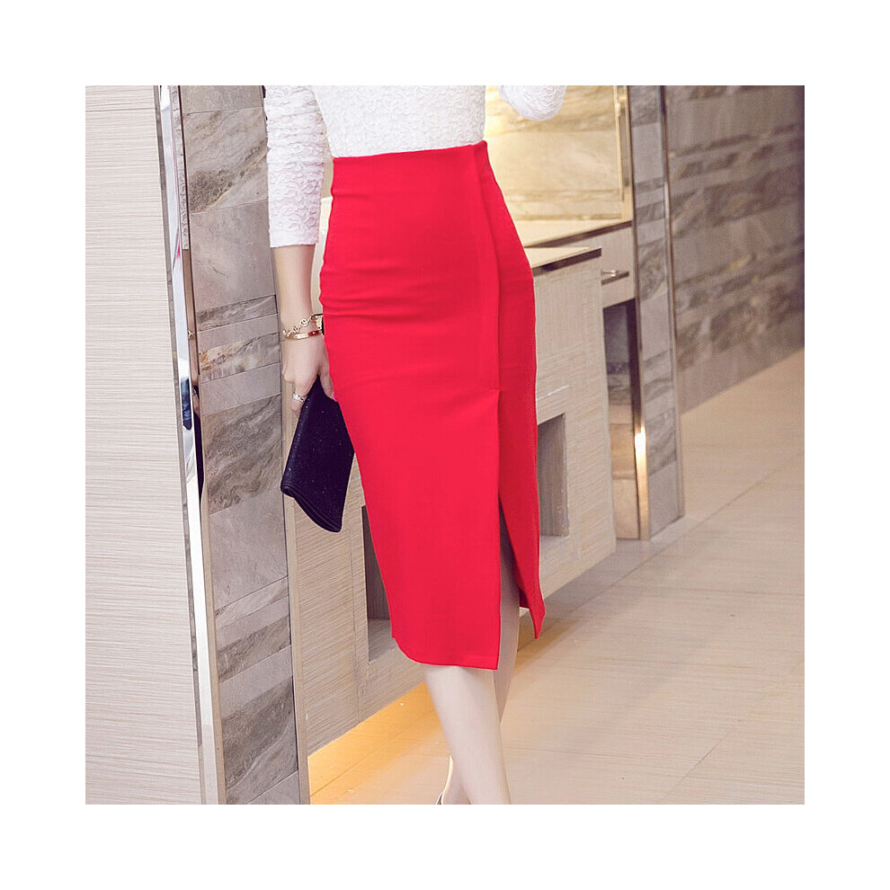 Elastic Nylon Cotton European Style Sexy Split Package Hip Step Skirt High Waist Red Skirt Plus Size S 5XL on OnBuy