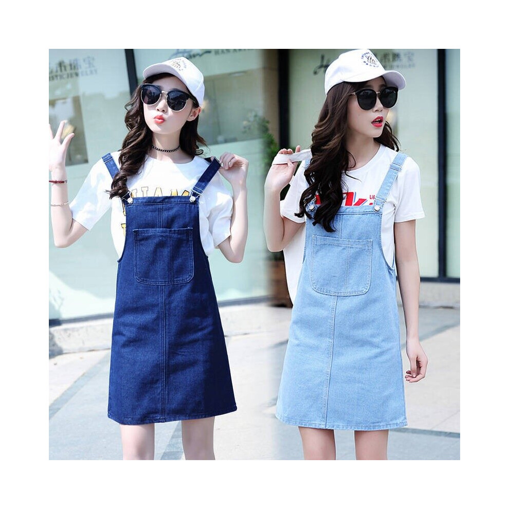 Simply Yours】Denim suspender skirt blue F - Shop simplyyours One Piece  Dresses - Pinkoi
