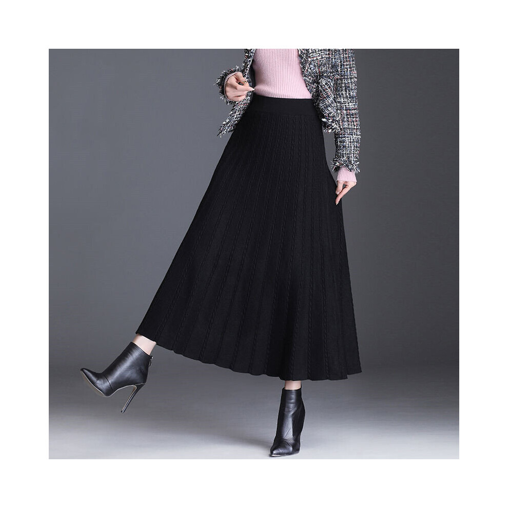 A-line midi sweater skirt with contrast piping best sale