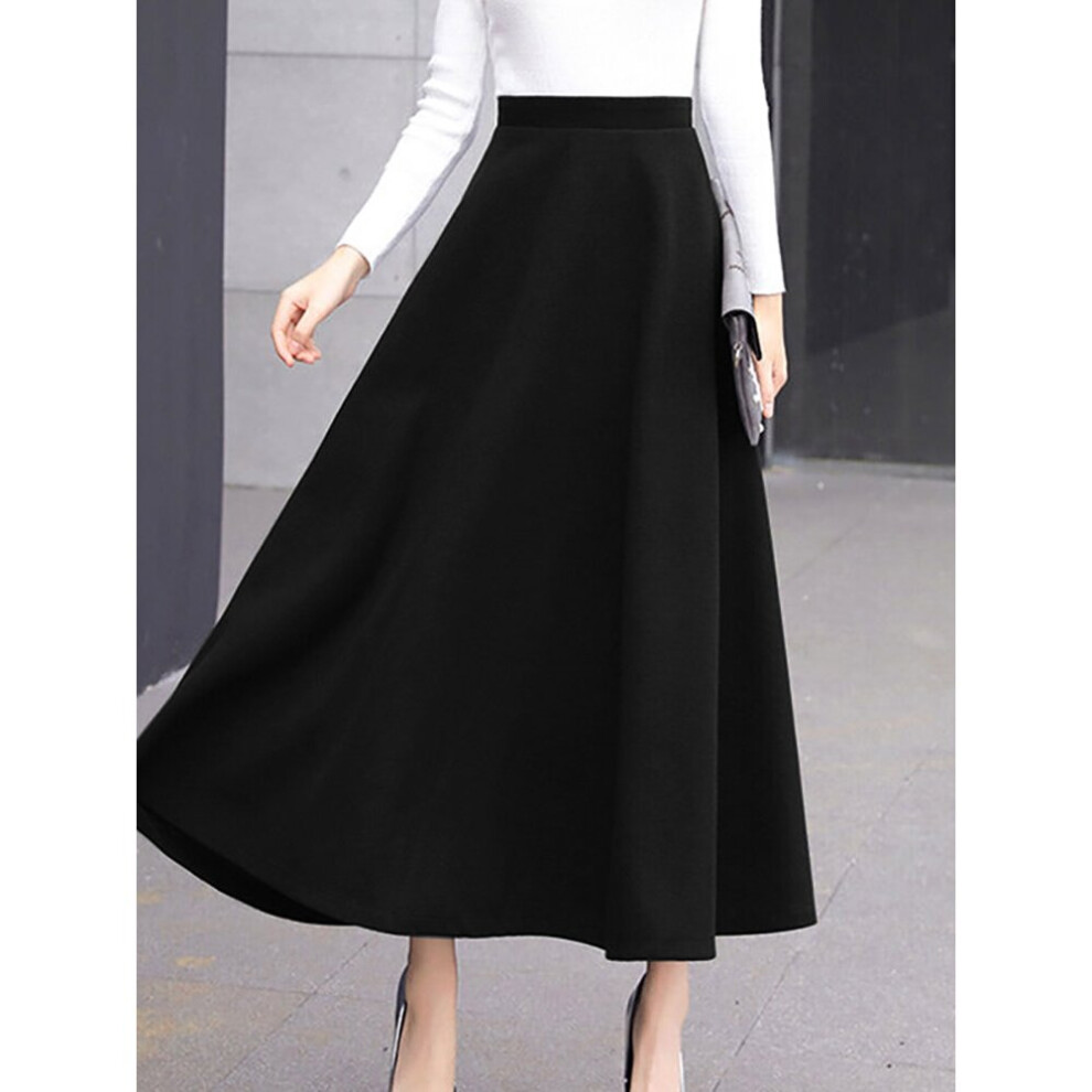 A line Ruffled Maxi Skirt Autumn Woolen Long Jupes Femme Women Casual High Waist Long Skirts on OnBuy