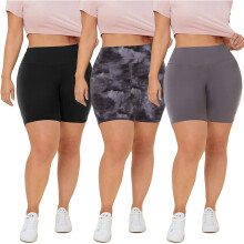 3 Pack (2X 3X 4X) Biker Shorts for Women High Waisted Maternity Yoga Running Shorts Plus Size Pants Femme