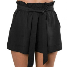 Girls Shorts Summer Women Solid Shorts With Elastic Belt High Waist A-line Women Shorts