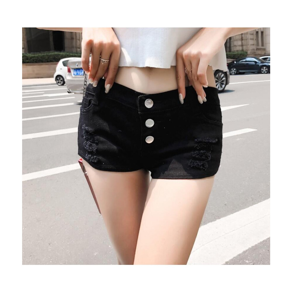 Women s Denim Shorts With Hole Summer Low Waist Nightclub Sexy Jeans Shorts Female Street Wear Button Short Jeans on OnBuy