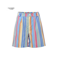 Summer Shorts Women Stripe Contrasting Short Pants Fit Young Girls Casual High Waist Shorts Summer Vintage Ladies Rainbow Shorts