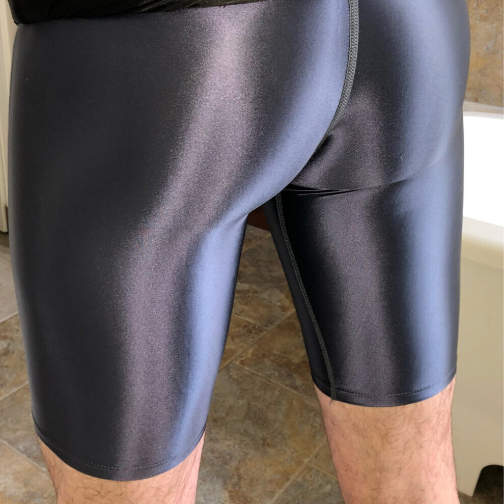 LEOHEX Shorts Women Men Fitness Yoga High Waist Tights Glossy Pants Summer  Slim Knee-Length Bottoms Sexy Satin Glossy Leggings on OnBuy
