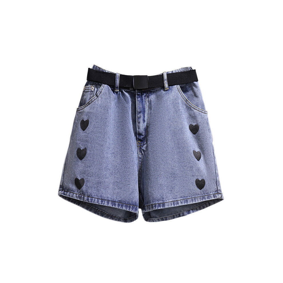 Ladies Summer Plus Size Women Clothing Jeans Shorts For Women Large Cotton Wide Leg Print Pocket Denim Shorts --image-OPC-PBR2RS9-NEW