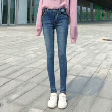 Women Stretch High Waist Classic Retro Jeans Lady Clothes 38 40 Skinny Pants Push Up Leggings Mom Jeans Pencil Trousers