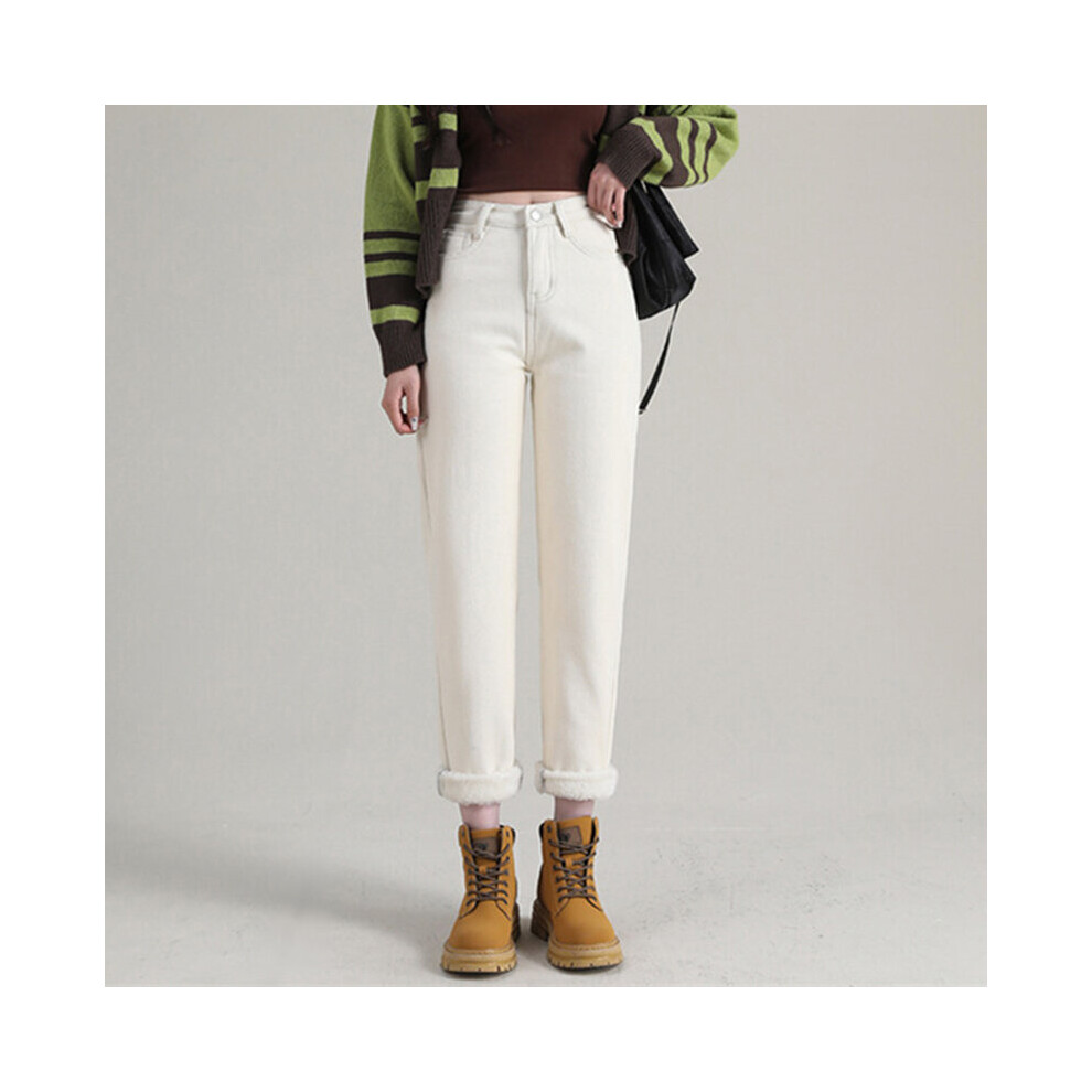 Women Thermal Harem Jeans Warm Plush High Waist Stretch Vintage Jeans Winter Snow Streetwear Straight Pants Girls Trousers-image-OPC-PBR2WYW-NEW