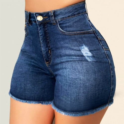 Women High Waist Scratched Shorts Jeans Girls Ladies Denim Shorts