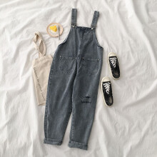 S-5XL Overalls Straps Jeans Women Streetwear Spring Autumn Loose Female Jumpsuit Oversize Ripped Hole Denim Pants