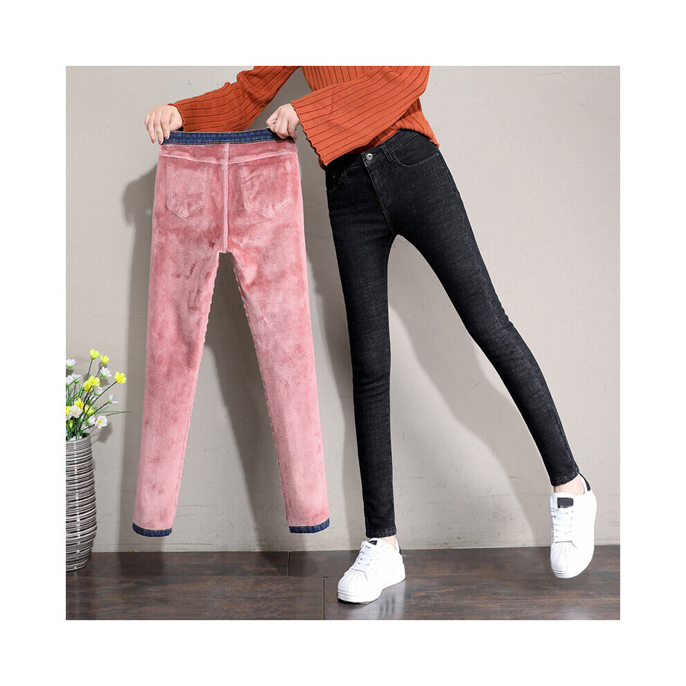 Winter Fleece Jeans Pants For Women High-waisted Tight-fitting Cropped Pants Stretch Trousers Leggings Winter-image-OPC-PBR2YQY-NEW