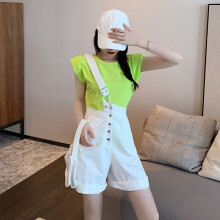 Women's pants one-shoulder denim overalls Female loose slimming shorts slim jeans women