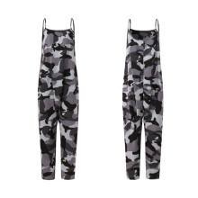 Women Camouflage Printed Overalls One-piece Loose Strap Harem long Pants for Daily/Outdoor/Street Shoot Sling lady Overalls