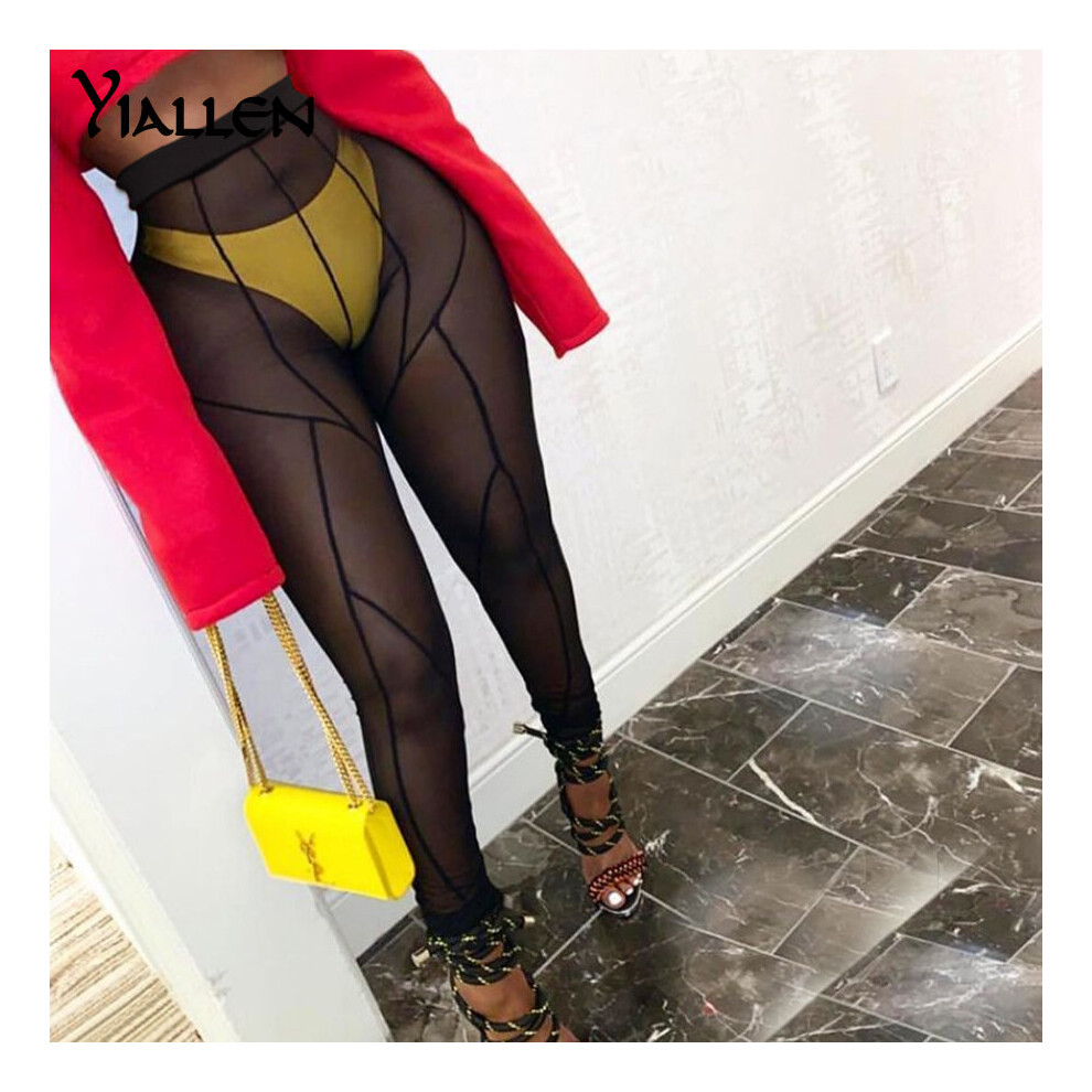 See-Through Pants Woman 2021Sexy Sexy High Waist Patchwork See-Through  Leggings Body Shaping Striped Demon Style Legging on OnBuy