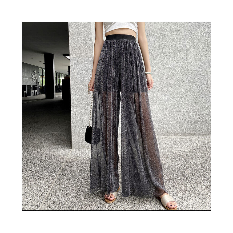 Summer Women See Through Wide Leg High Waist Casual Trousers Beach Long Loose Mesh Sheer Pants Oversize-image-OPC-PBR52ZW-NEW
