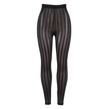 Sexy Striped Mesh Perspective Women Pants High Waist Ankle-Length Slim Trousers See-through Clubwear Sexy Pants S-XL