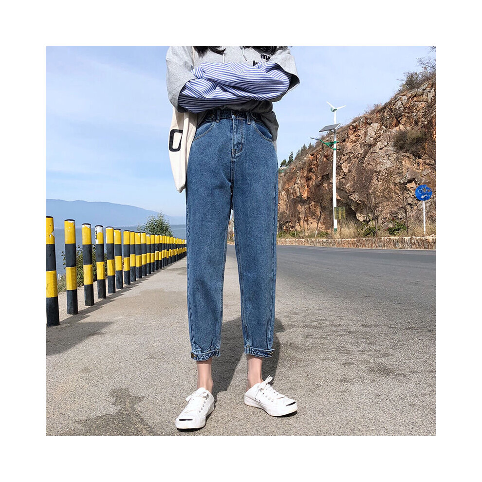 Jeans taille haute Femme Style Stretchy Slim All Match Washed Womens Streetwear Trousers Boyfriend Casual