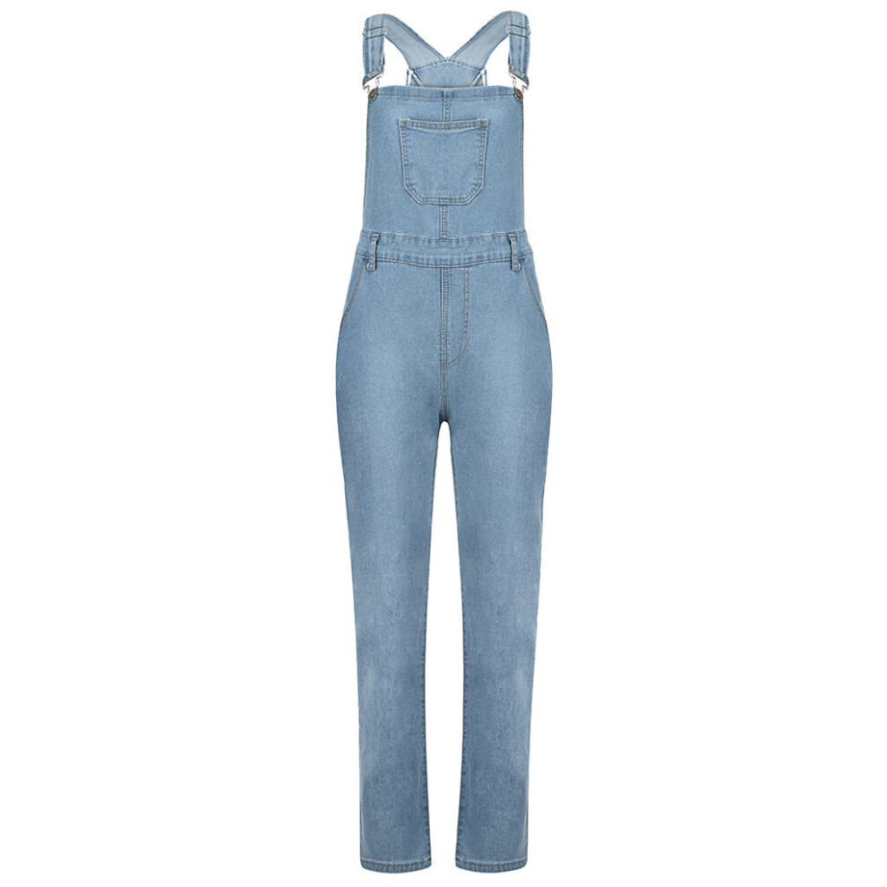 【Anyone more】Denim Long Bustier Sleeveless One Piece Levi's Bustier Wide Leg Sleeveless Cotton Denim Jumpsuit