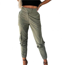 Women's Overalls Attractive Spring Autumn Casual Ankle Banded Straight Cargo Pants Breathable Cargo Trousers