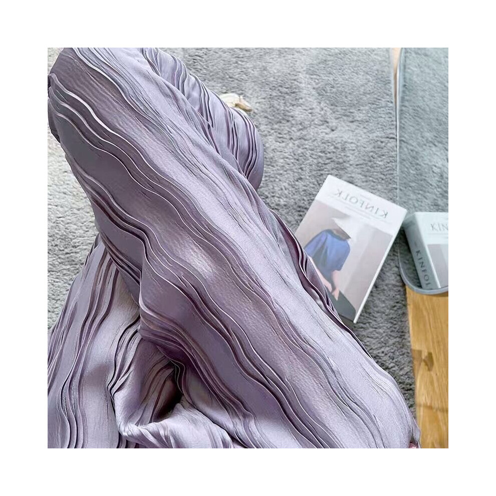 (Purple-XL) Purple Pants for Women Grace Stacked Full Length Bottoms Solid Pleated Wide Leg Trousers Palazzo Female