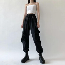 Y2k Overalls Women Casual Pants Hippie Clothes with Pockets Loose Fit Female Wide Leg Trousers