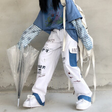 Cargo Pants Streetwear Women Oversize Wide Leg Dungarees Techwear Straight High Waist Trousers