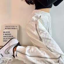 (11 Beige-XL) Autumn and Winter Tights Women's Sense Zipper Slit Sweatpants Couples Harem Pants Casual Pants Legging